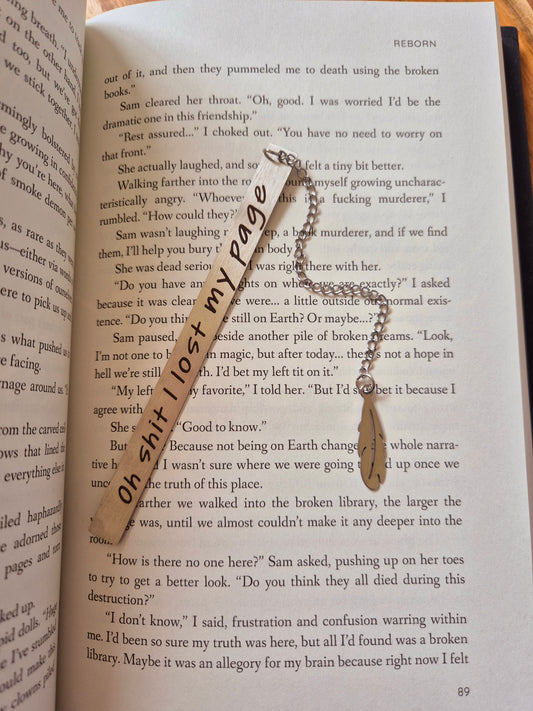 "Oh Shit I Lost My Page" | Thin Metal Bookmark