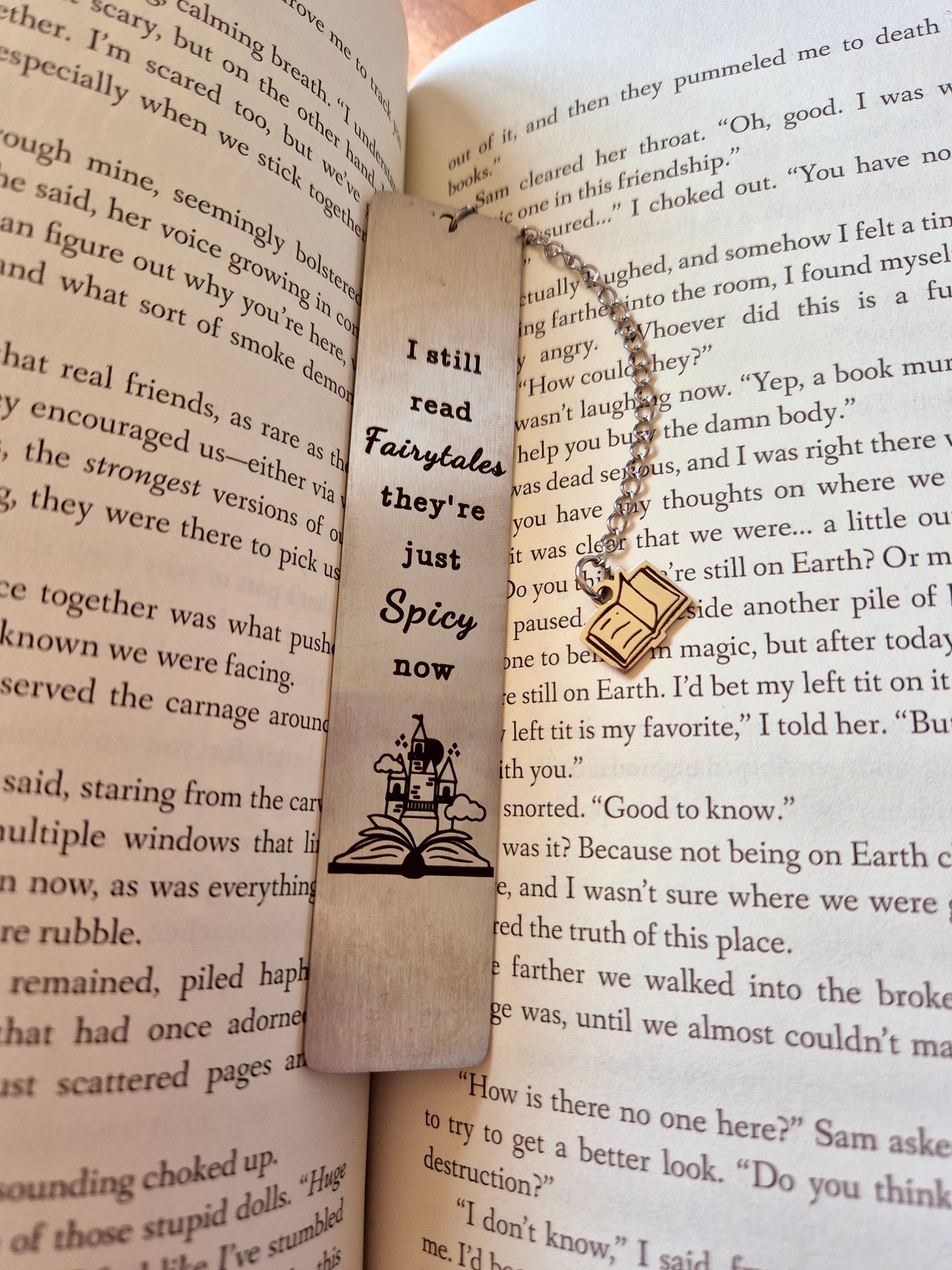 "I Still Read Fairytales, They're Just Spicey Now" | Metal Bookmark
