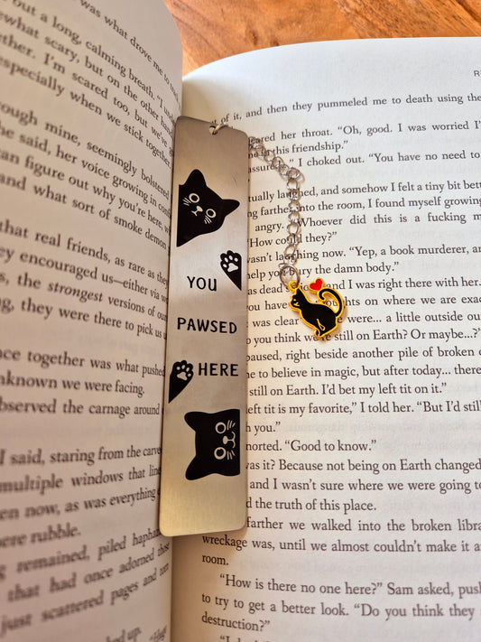 "You Pawsed here" | Cat Metal Bookmark